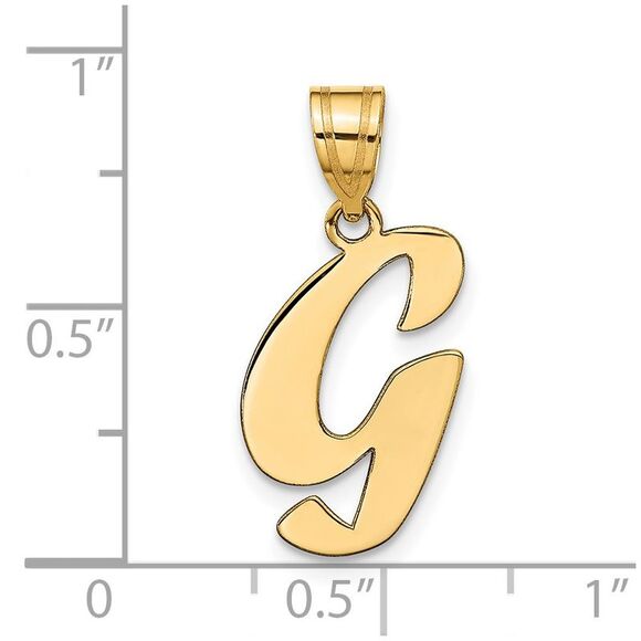 Kazi Luxury 14k Yellow Gold Polished Script Letter G Initial Pendant - Picture 4 of 4